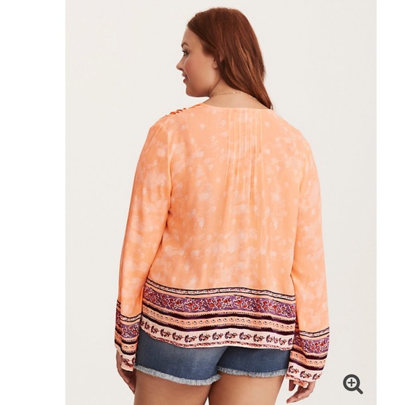 Torrid Sz Lg BORDER PRINT GAUZE KIMONO - Picture 3 of 8